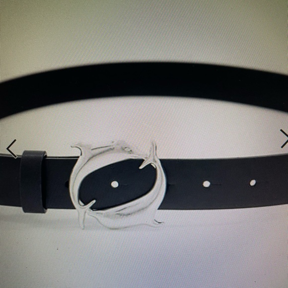 New ASOS black faux leather dolphins buckle belt - Picture 2 of 5